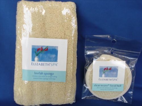 Natural Body Loofah Sponge 7" and Clean Weave Facial Buff, 2 Pcs/Set, Renew Your Skin Regularly with a Luxurious Exfoliating Massage.