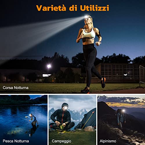 CIRYCASE Torcia Frontale LED, 2023 Aggiornata Lampada Frontale USB Ricaricabile & Zoomabile, Super Luminosa da 600 Lumen con 4 Modalità, Impermeabile e 90° Regolabile per Campeggio, Corsa, Escursioni