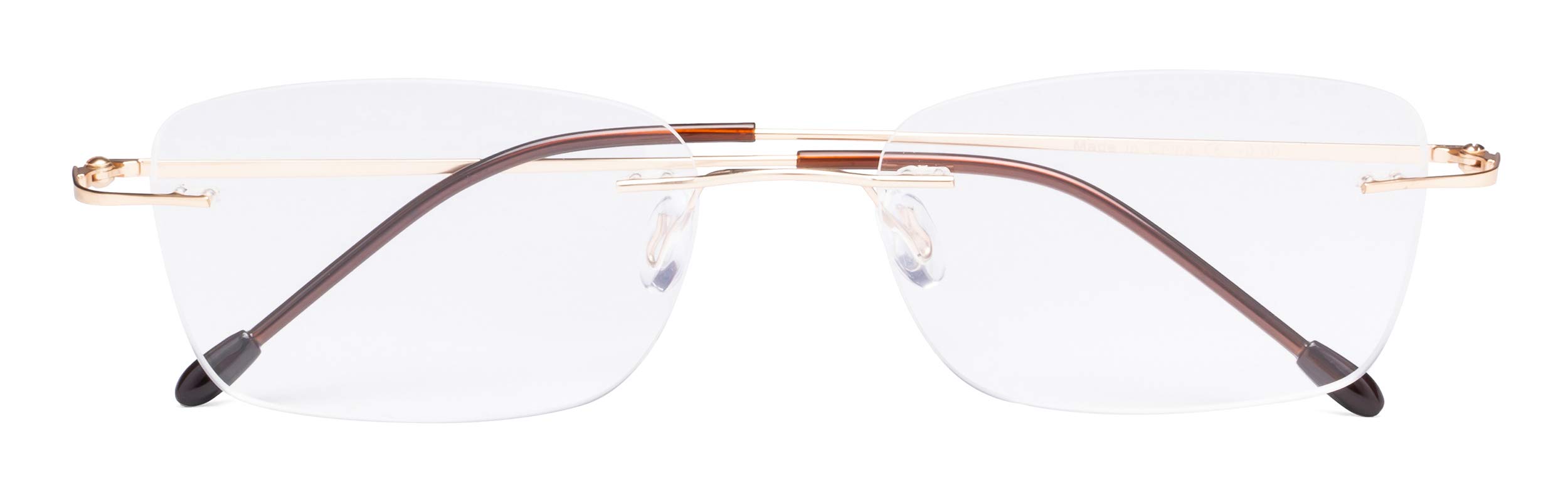 CessBlu Rimless Reading Glasses Design Readers for Women Men (Gold) +2.25