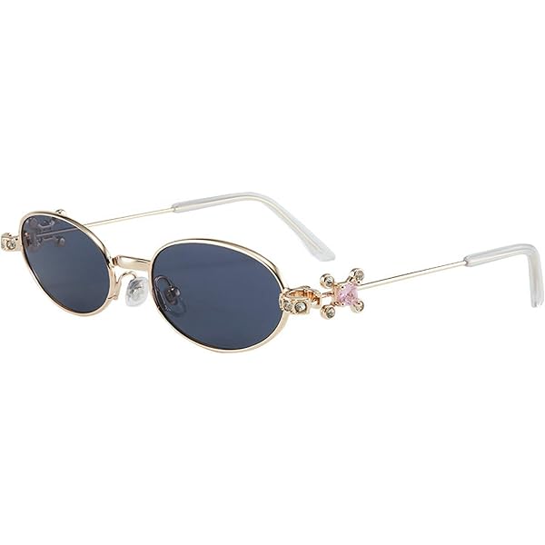 Metal Frame Retro Oval Rhinestone Sunglasses UV400 Protection CLASSIC VINTAGE RETRO Style SUN GLASSES Oval Black Frame  main image 3
