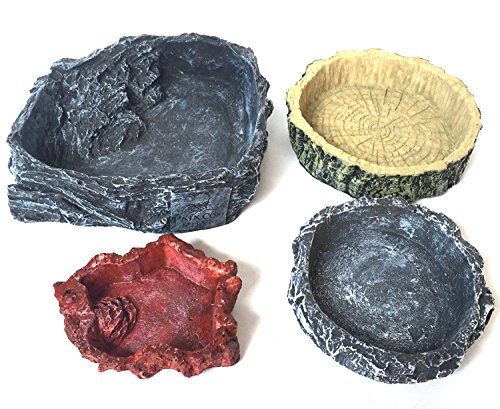 image for Stock Show 2Pcs Small Reptiles & Amphibians Animal Feeder Bowl, Resin 