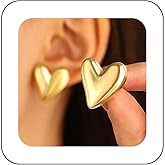 Andelaisi Boho Heart Stud Earrings Vintage Love Heart Earrings Gold Puffy Heart Earrings Minimalist Heart Shape Earrings Jewelry for Women