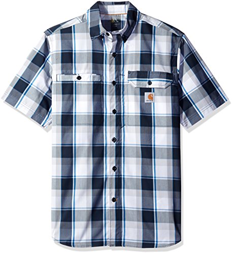 Carhartt Men's Force Ridgefield Plaid Short Sleeve Shirt, Navy, X-Large