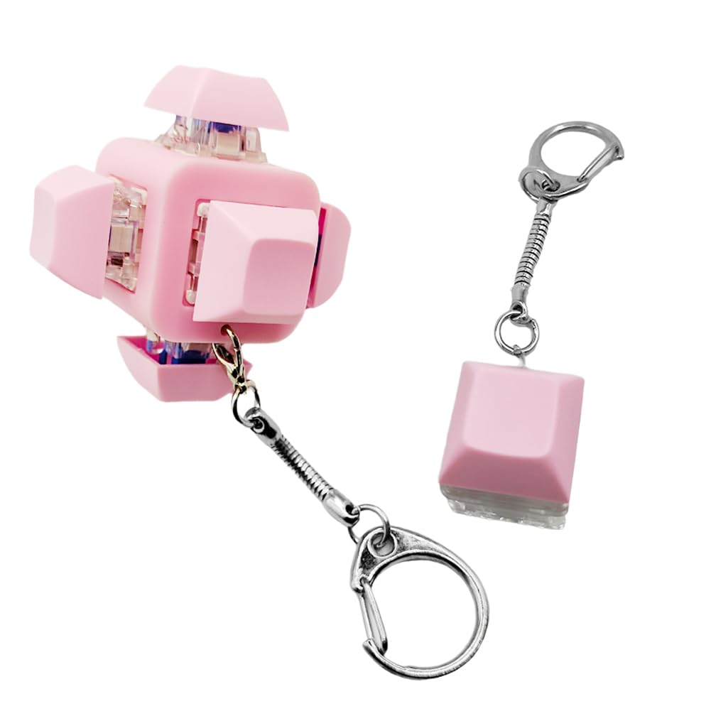 CTALBFF Keyboard Fidget Toy Keyboard Fidget Keychain Decompression Toys Keyboard,Cute Button Fidget Keychain,Keyboard Fidget Clicker Toy for Adults Teens(Pink)