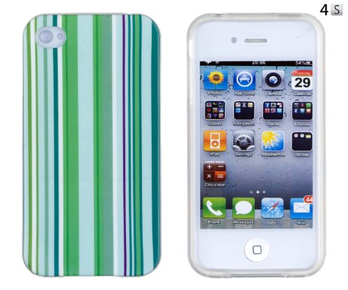 Mint green striped flexible tpu gel case with clear sid…