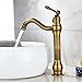 Rozin Single Hole Deck Mounted Bathroom Countertop Faucet One Handle Vessel Sink Mixing Tap Antique Brass