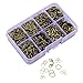 A Box(2000pcs/box) Kit with Antique Bronze Plated 100 Pcs Lobster Claw Clasps 12mm and 1900 Pcs 22 Gauge Open Jump Rings 4mm 5mm 6mm 7mm 8mm 10mm and Jump Ring Open Tool for Jewelry Making Findings