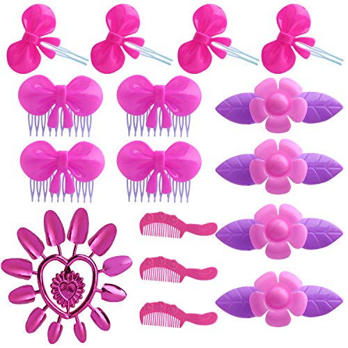 image for Hicdaw 70 Pcs Princess Pretend Jewelry Toy Princess Tiara Girls Dress 