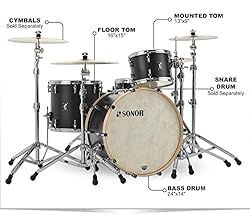 Sonor SQ1 3-Piece Shell Pack with 24 in. Bass Drum