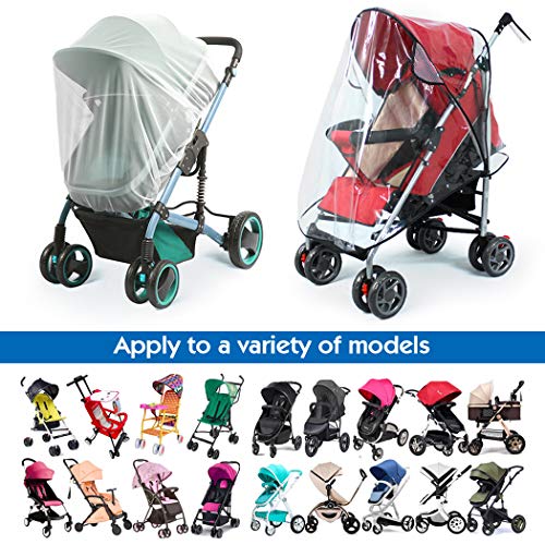 image for Universal Baby Stroller Rain Cover + Mosquito Net,Idefair Weather Shie