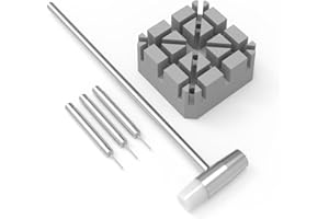 WELLFIT Watch Link Removal Tool Kit, Watch Band Adjustment Tool with Repair Holder, Double Hand Hammer and 3 Punch Pins (0.8/0.9/1.0mm)