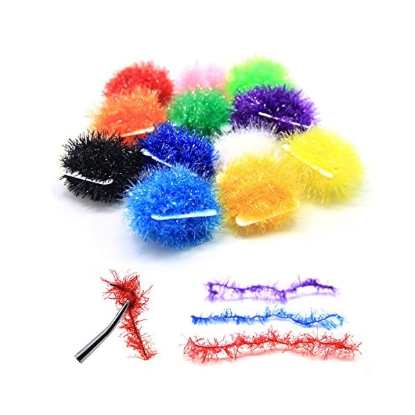 SAMS-Fly-Tying-Materials-Ice-Chenille-Tinsel-Crystal-Flash-Chenilles-Line-10-Colors-Assortment-Medium-Size