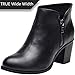 Luoika Plus Size Short Ankle Boots for Women, Autumn Winter Spring Mid Chunky Block Stacked Heels Round Toe Slip on Waist Zipper Wide Sole Boots for Lady Black US Size 9 WW