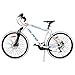 Hiland 26 Inch Mountain Bike MTB Bicycle with 18 Inch Steel Frame Kickstand Disc-Brake Suspension Fork Cycling Urban Commuter City Bicycle White Bluethumb 2