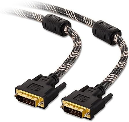 ShineKee DVI-D 24+1 Dual Link Male to Male Digital Video Cable Braided Gold Plated with Ferrite Core for Gaming, DVD, Laptop, HDTV and Projector 25ft