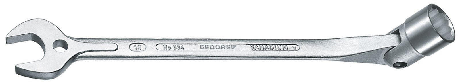 Gedore 53419 19 mm Combination Swivel Head Wrench - Silver
