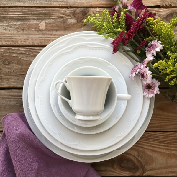 Germer, Conjunto 6 Prato raso em porcelana, modelo Cottage, Ø 26,5 cm,Branco