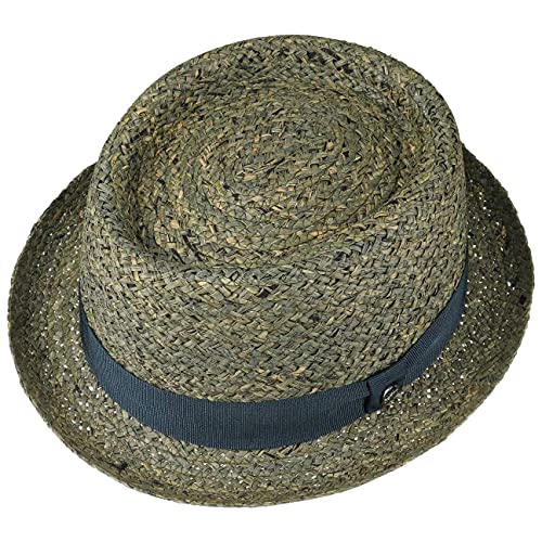 Lierys Burney Porkpie Raffia Straw Hat Men Petrol Blue 1/8-7 1/4