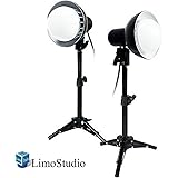 LimoStudio 2 Sets of 18W LED Photography Table Top Photo Studio Lighting Kit with Energy Saving Light Bulb and Light Stand Tripod, AGG1077
