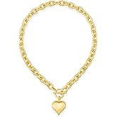 CLASSYZINT 18K Gold Plated Coin Lion Head Pendant Necklace Chunky Paperclip Choker Necklace For Gifts On Birthday Holidays For Women Girls