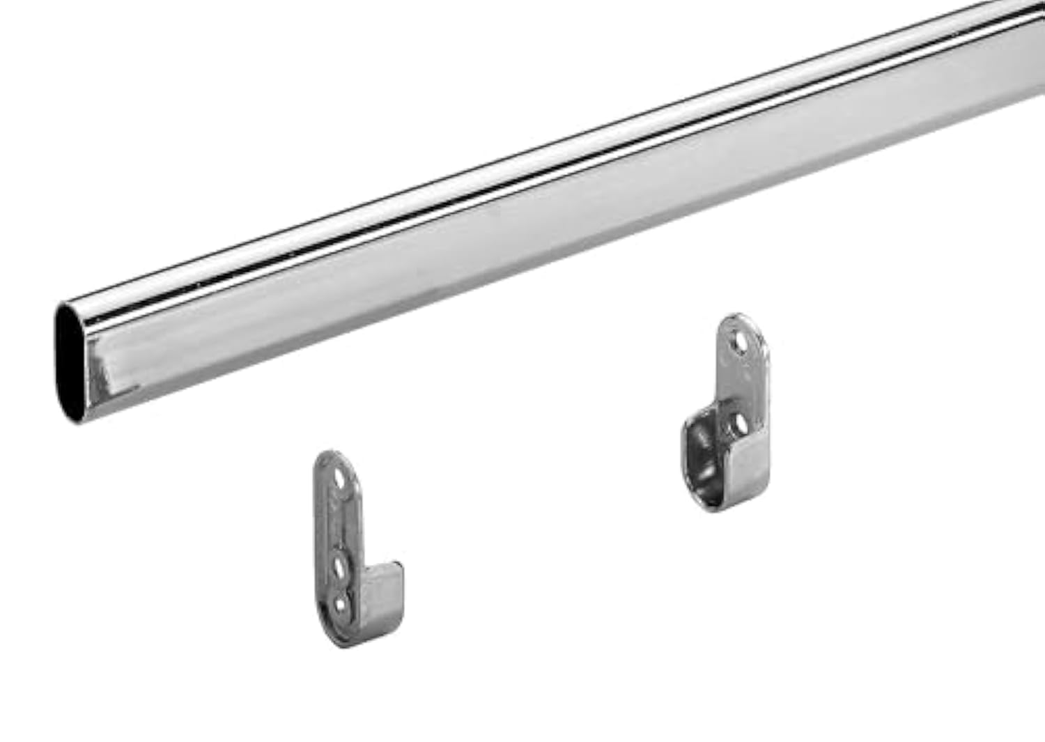 Hettich 9219989 Wardrobe Pipe Set 15/30 x 1200 mm (Clothes Rail) Chrome-Plated