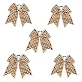 CN 5pcs Emoji Large Cheer Bows Cheerleading Girl Boutique Hair Bows With Ponytail Holder
