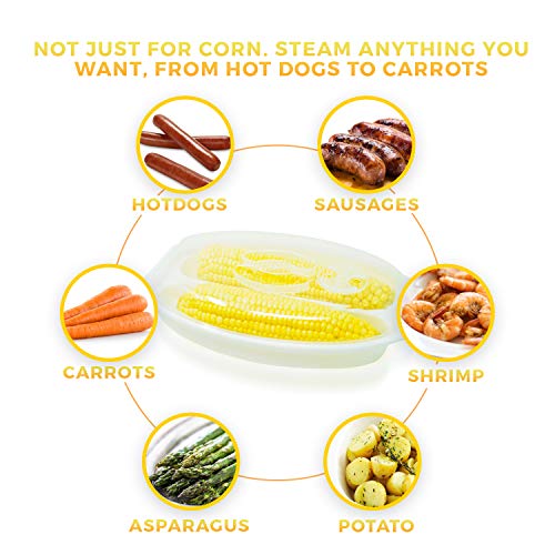 Massca Ultimate Microwave Corn Steamer For Quick & EasyCorn On The Cob| Dual Vegetable Cooker With Vented Lid & Handle | BPA-Free Plastic Veggie Steamer | Dishwasher-Safe | Perfect Gift.