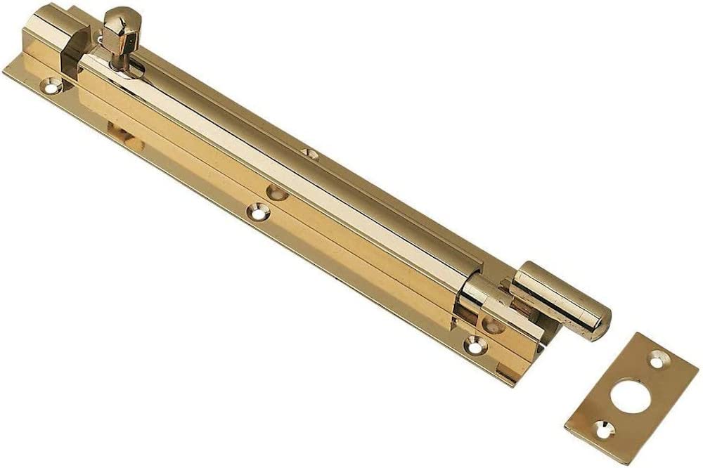 Merriway BH07722 Swan Necked Door Barrel Bolt, Brass Polished Stainless Steel 100mm