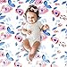 Newborn Receiving Blankets Baby Swaddle Blanket and Bow Headband Set Baby Shower Gift (Blue)