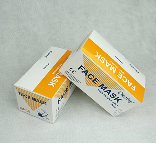 QIAN SOU Disposable Face Masks for Dust, Flu, Allergy, Germ Protection, 3-Ply filter face mask, Blue, Pack of 50