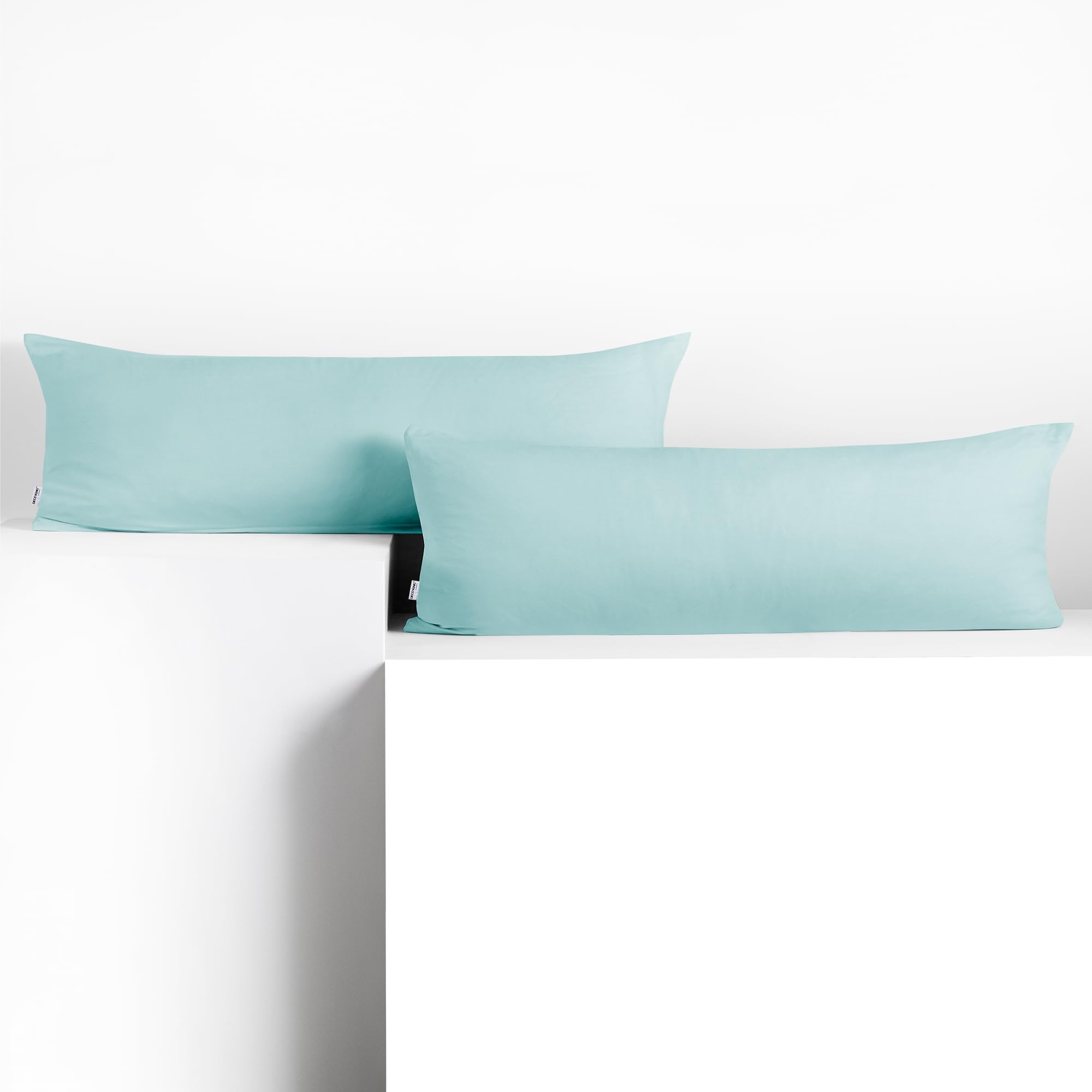 DecoKing 2 Pillowcases 40 x 200 cm Jersey 100% Combed Cotton Zip Light Blue Amber