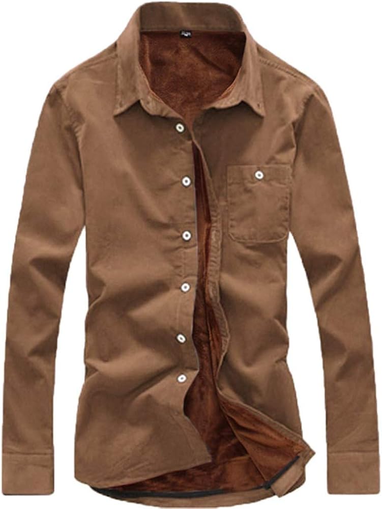 CWENROU Men'S Warm Shirts In Winter,Fashion Winter Plus Velvet Shirt