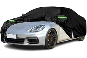 Qnmittry Waterproof Car Covers Compatible with 2014-2024 Porsche Panamera, All Weather Custom-fit Car Cover with Zipper Door for Rain Snowproof UV Windproof Protection