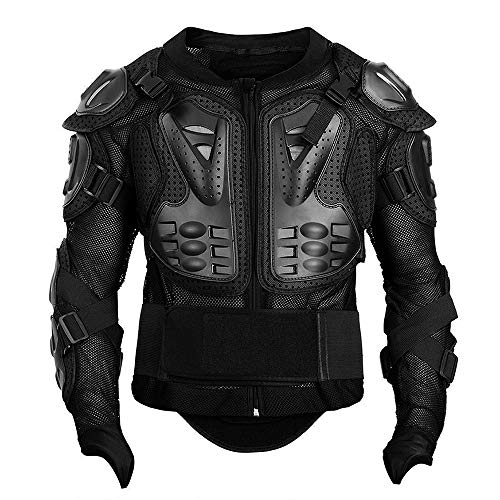 Motorcycle Full Body Armor Protective Gear Jacket Street Motocross ATV Guard MTB Racing Shirt Jacket Protector Pro for Men (Black, XXL)