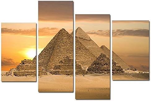 Leyrus 4 Pcs Egyptian Pyramids Print in the on canvas. than an oil painting poster or placard ANCIENT EGYPTIAN ALI GIZA PYRAMIDS poster historic beautiful landmark 32X24 inch nyjzd101(No frame)