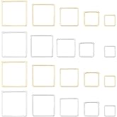PH PandaHall 50pcs 5 Sizes Brass Linking Rings, 6/8/10/12/14mm Square Open Bezel Frame Charms Connectors Geometric Beading Hoop Link Pendant for Resin Necklace Bracelet Jewelry Making, Golden/Silver