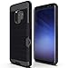 Galaxy S9 Case ONLY:S9 Case: Samsung Galaxy S9 Case with Credit Card Holder Slot Wallet :S9 Case Rugged Armor Metallic Brush Shockproof Hybrid Dual Layer Black (S9 CASE)