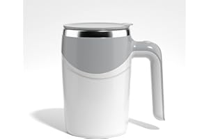 TLINNA Electric Mixing Mug,Electric Stirring Coffee Mug,Coffee thermos, Coffee Mugs,Suitable for Coffee, Milk, Cocoa and Other Beverages (grey-white)