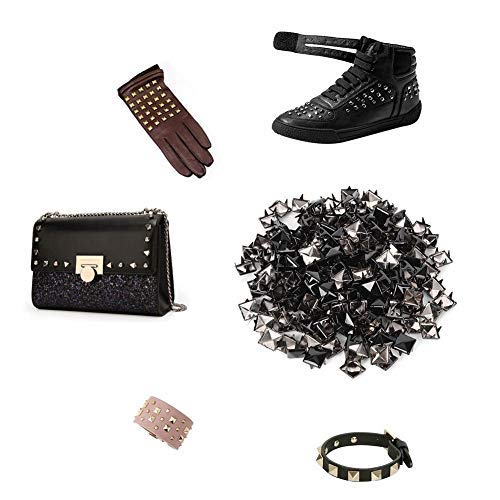 HEEPDD Pyramid Studs, 9mm Pyramid Shaped Nail Head Square Rivets for DIY Projects Punk Spikes for Bags Punk Spikes for Bags Belts Shoes Clothing
