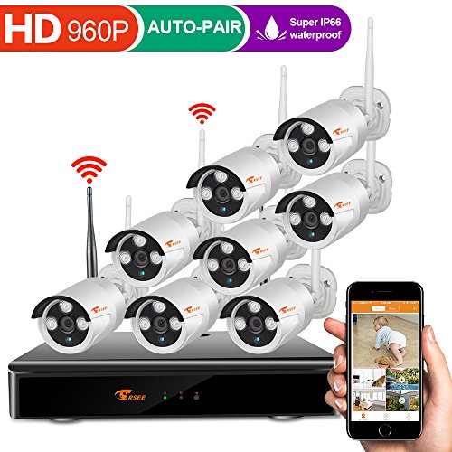 [Forward Wireless Cameras] CORSEE Auto Pair 8CH 960P Wireless Security Camera System with Outdoor 8 x 960P Night Vision Bullet IP Cameras,No Hard Drvie ( Easy Remote View by IOS or Android App)