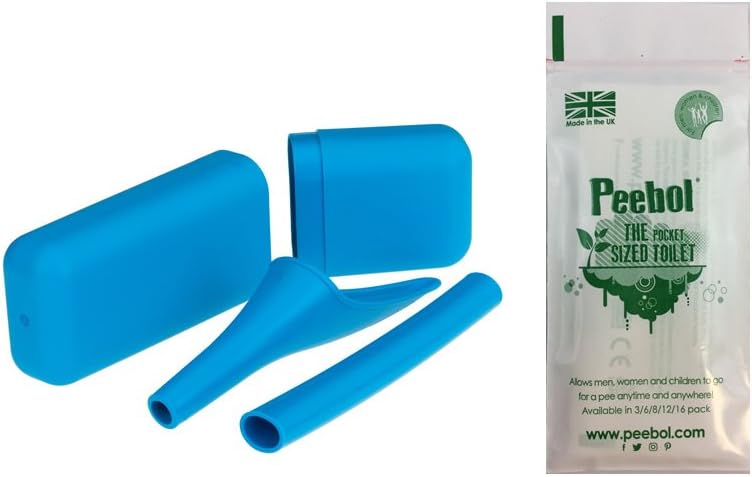She Pee Extreme – SHEWEE Reusable & Portable Female Urination Device. Festival, Camping, Car, Hiking Essentials. Stand to Pee Funnel W/Travel Case, Extension Pipe & Peebol Urine Bag – Blue