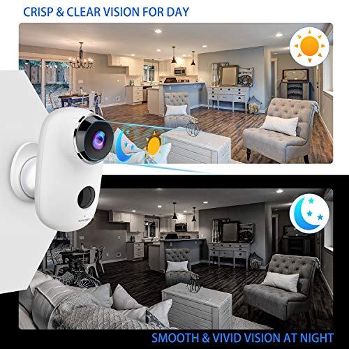 Wireless Outdoor Security Camera, KAMTRON 1080P Home Security Rechargeable Battery Powered