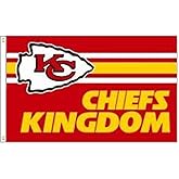 Yerchic Chiefs Flag 3x5ft Sports Fans Chiefs Kingdom Banner Polyester Flag For Garage Room Man Cave