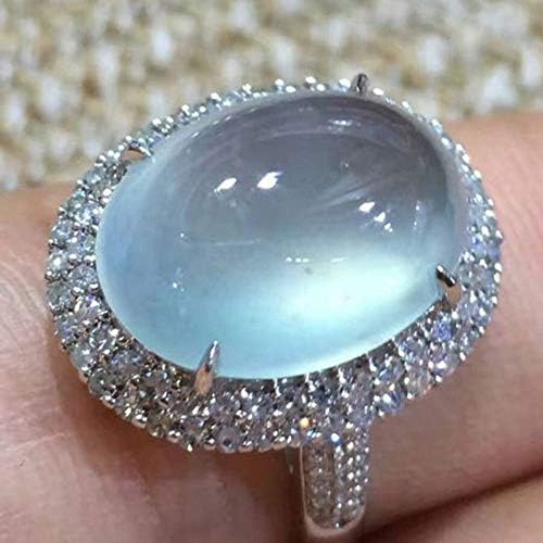 Phonphisai shop Simple White Gold Filled Moonstone Ring Women Wedding Bridal Jewelry Gift Sz6-10 (6)