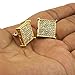 Men's Hip Hop Iced Out Medium Square Flat Screen Block Screw Back Stud Earring