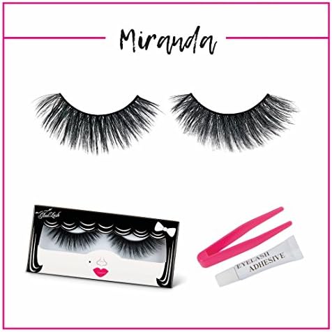 3D False Lash Pack - “Miranda” by GladGirl - Set Includes Glue and Applicator - Dramatic, Fluffy Style - Reusable Fake Lashes - Multi-layered Synthetic Mink