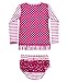 RuffleButts Berry Striped Polka Long Sleeve Rash Guard Bikini - 18-24m