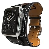 MoKo Band for Apple Watch Series 3 Bands, Genuine Leather Smart Watch Band Cuff Strap Replacement for 38mm Apple Watch 2017 Series 3/2/1, Quartz GRAY (Not Fit 42mm Versions)