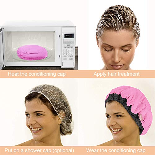 Cordless Deep Conditioning Heat Cap - Microwavable Heat Cap for Deep Conditioning Hair Therapy, 100% Natural Cotton, Flaxseed Seed Interior for Maximum Heat Retention (Pink)