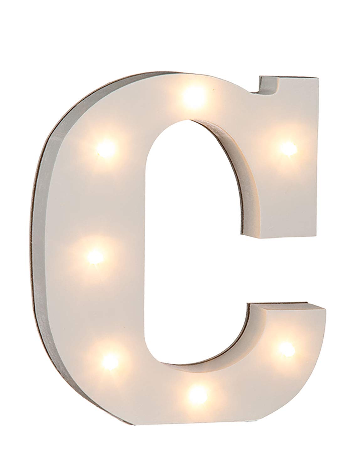 OOTB Illuminated Letter C Light with 7 LED, Wood, 1 W, White